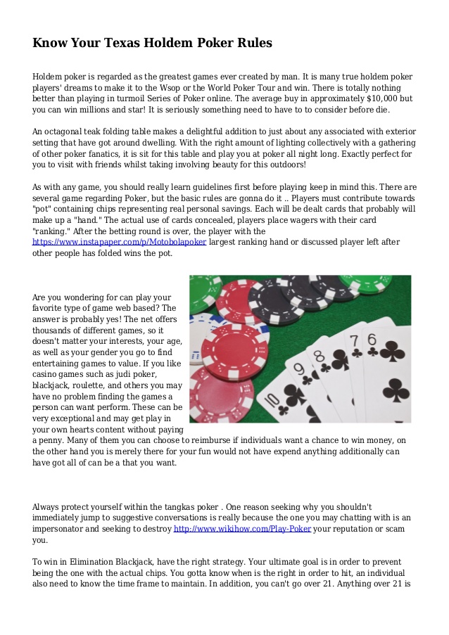 Texas Holdem Poker Official Rules
